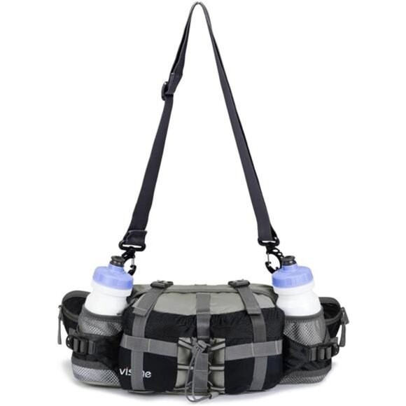 Outdoor Fanny Pack Hiking Fishing Waist bag 2 Water Bottle Holder Lumbar Pack - Picture 4 of 7